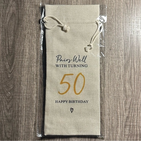 Other - 50th Birthday Wine Bag Cream With Gold And Black Text Easy Gift Idea NEW